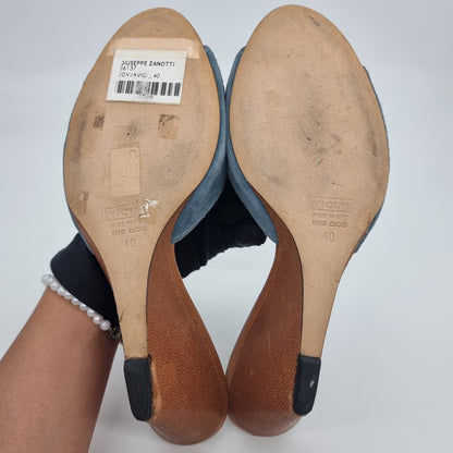 Giuseppe Zanotti Wedges Brown Suede Blue Size 40/26