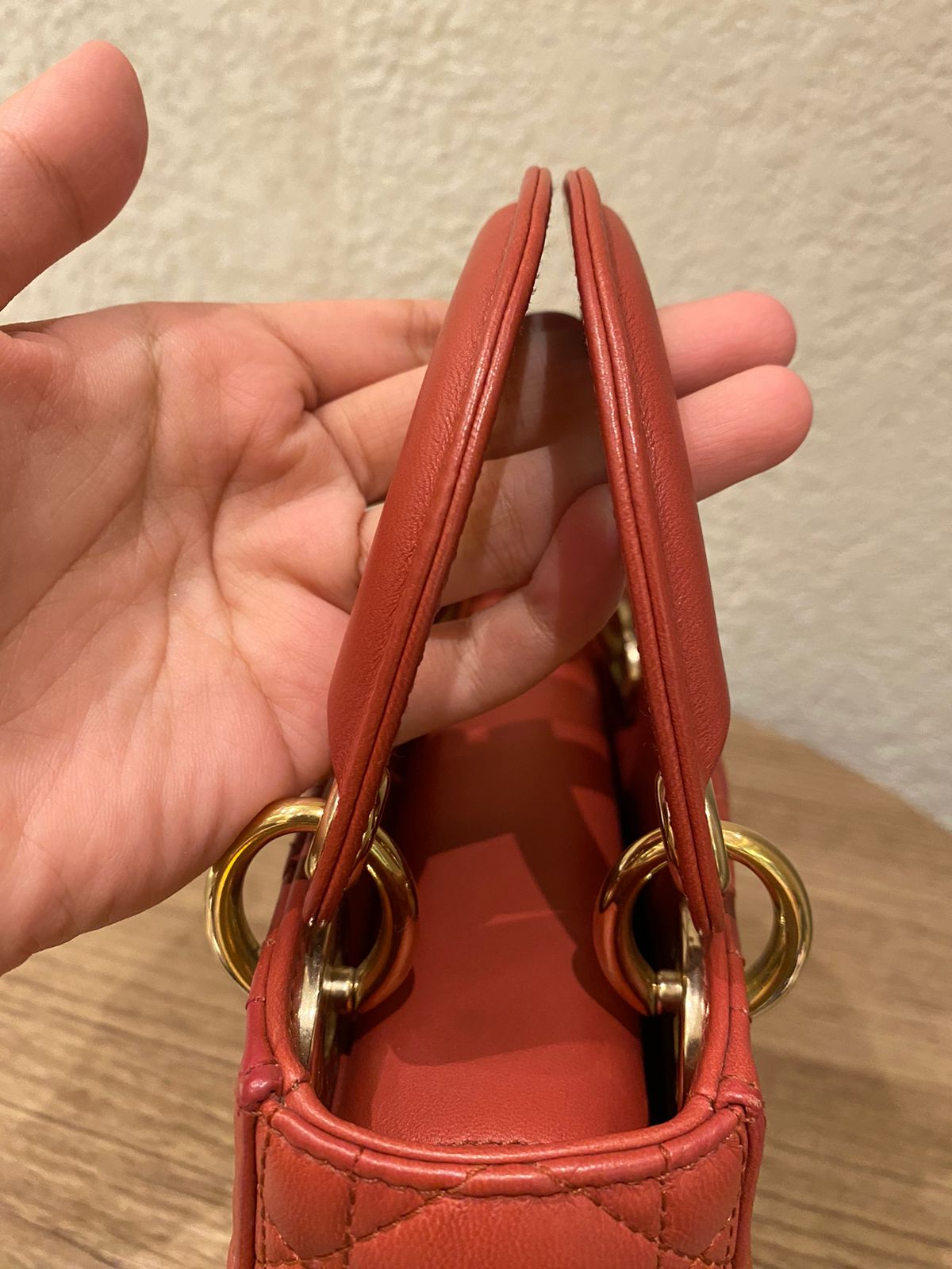 Dior Lady Dior Mini Lambskin Coral SHW 2019 Size 17x8x14