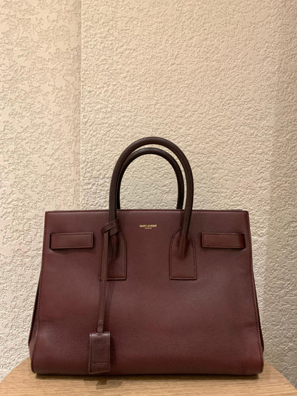 Yves Saint Laurent Sac De Jour Small Calfskin Burgundy GHW Size 32x16x23