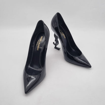 Yves Saint Laurent Opyum Patent Leather Pumps All Black Size 37/25 Dari Ujung