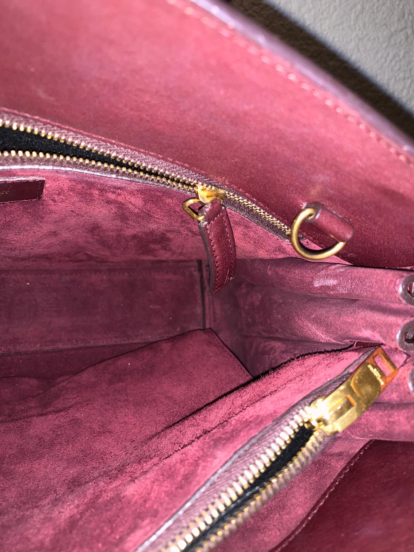 Yves Saint Laurent Sac De Jour Small Calfskin Burgundy GHW Size 32x16x23
