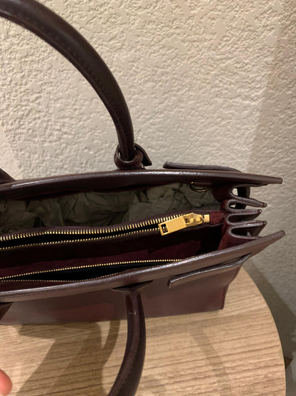 Yves Saint Laurent Sac De Jour Small Calfskin Burgundy GHW Size 32x16x23