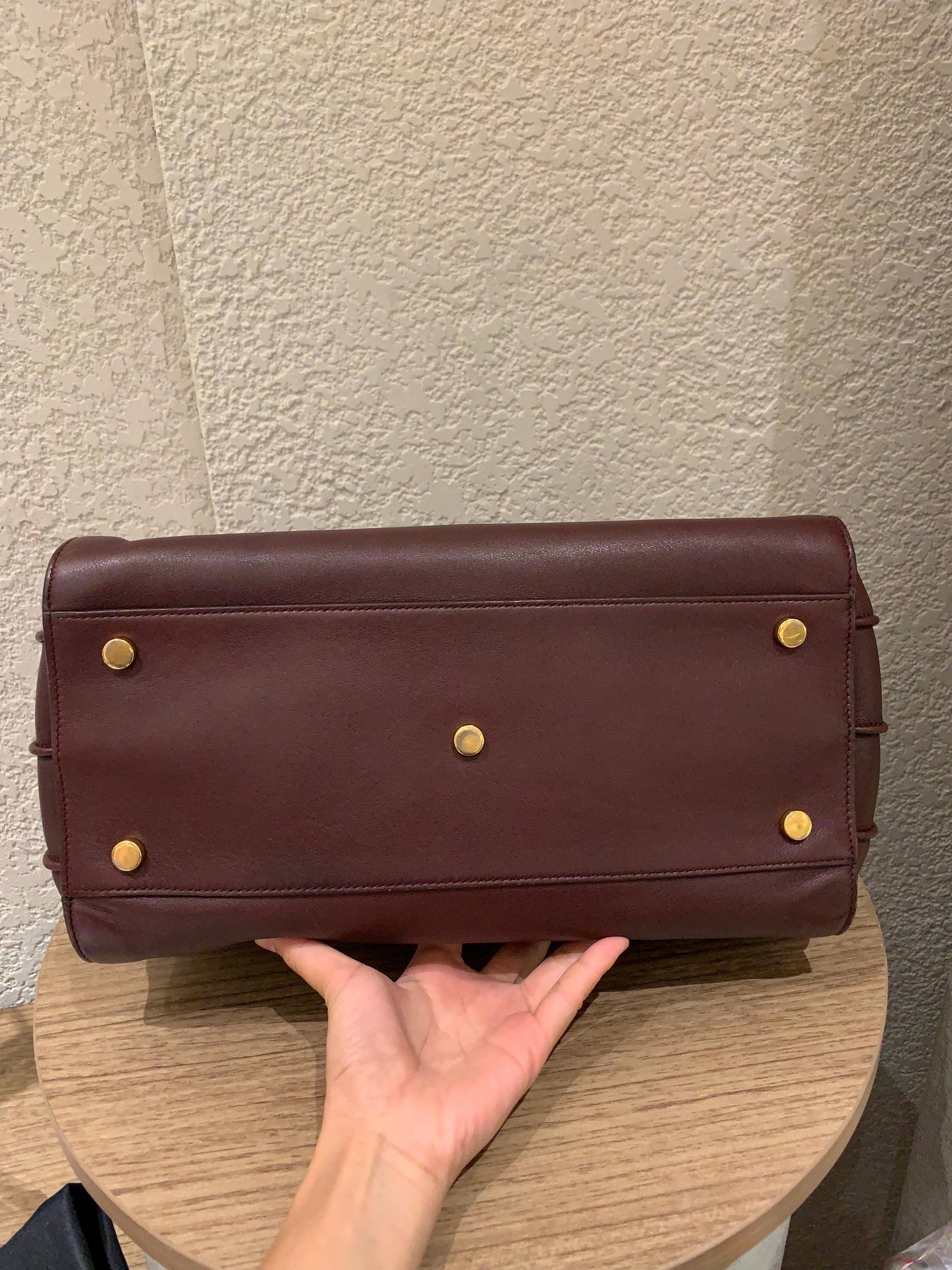 Yves Saint Laurent Sac De Jour Small Calfskin Burgundy GHW Size 32x16x23