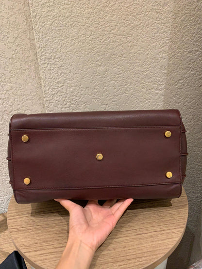 Yves Saint Laurent Sac De Jour Small Calfskin Burgundy GHW Size 32x16x23