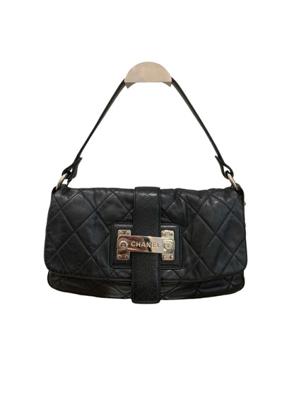 Chanel Quilted Door Latch Flap Shoulder Bag Black #12 Size 30x6x16
