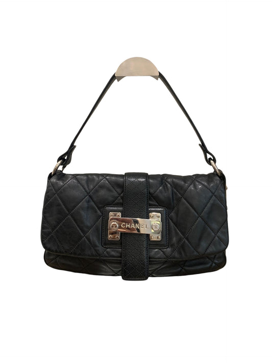 Chanel Quilted Door Latch Flap Shoulder Bag Black #12 Size 30x6x16