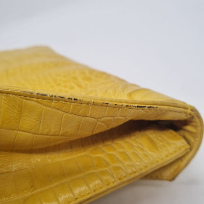 JJ Winters Clutch Croco Embossed Yellow Size 33x7x16