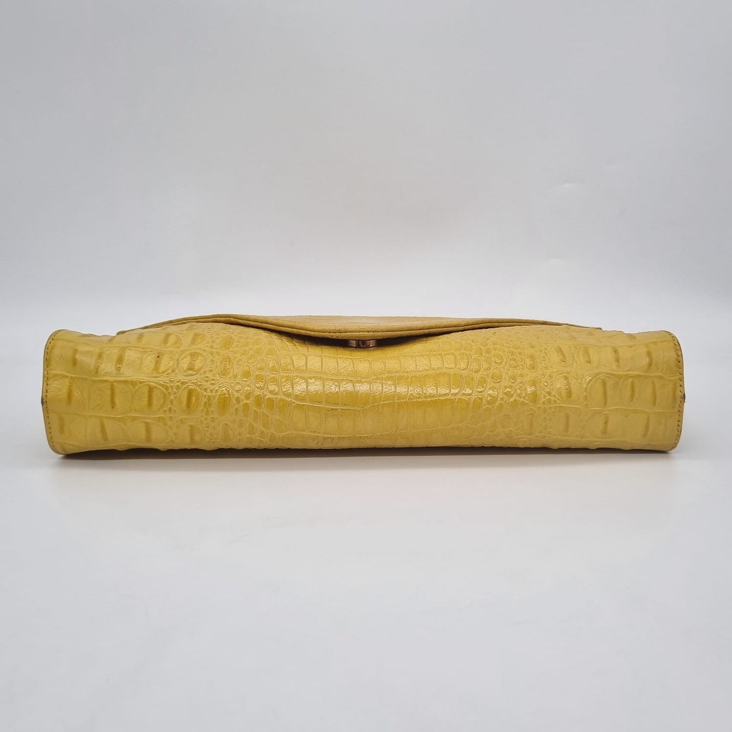 JJ Winters Clutch Croco Embossed Yellow Size 33x7x16