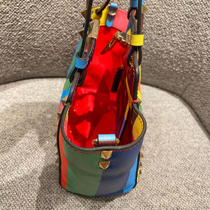 Valentino Garavani Rockstud Small Tote Rainbow Bag Size 19x9x17