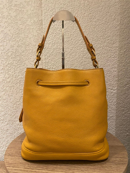 Prada Bucket Bag Leather Mustard Size 26x18x28