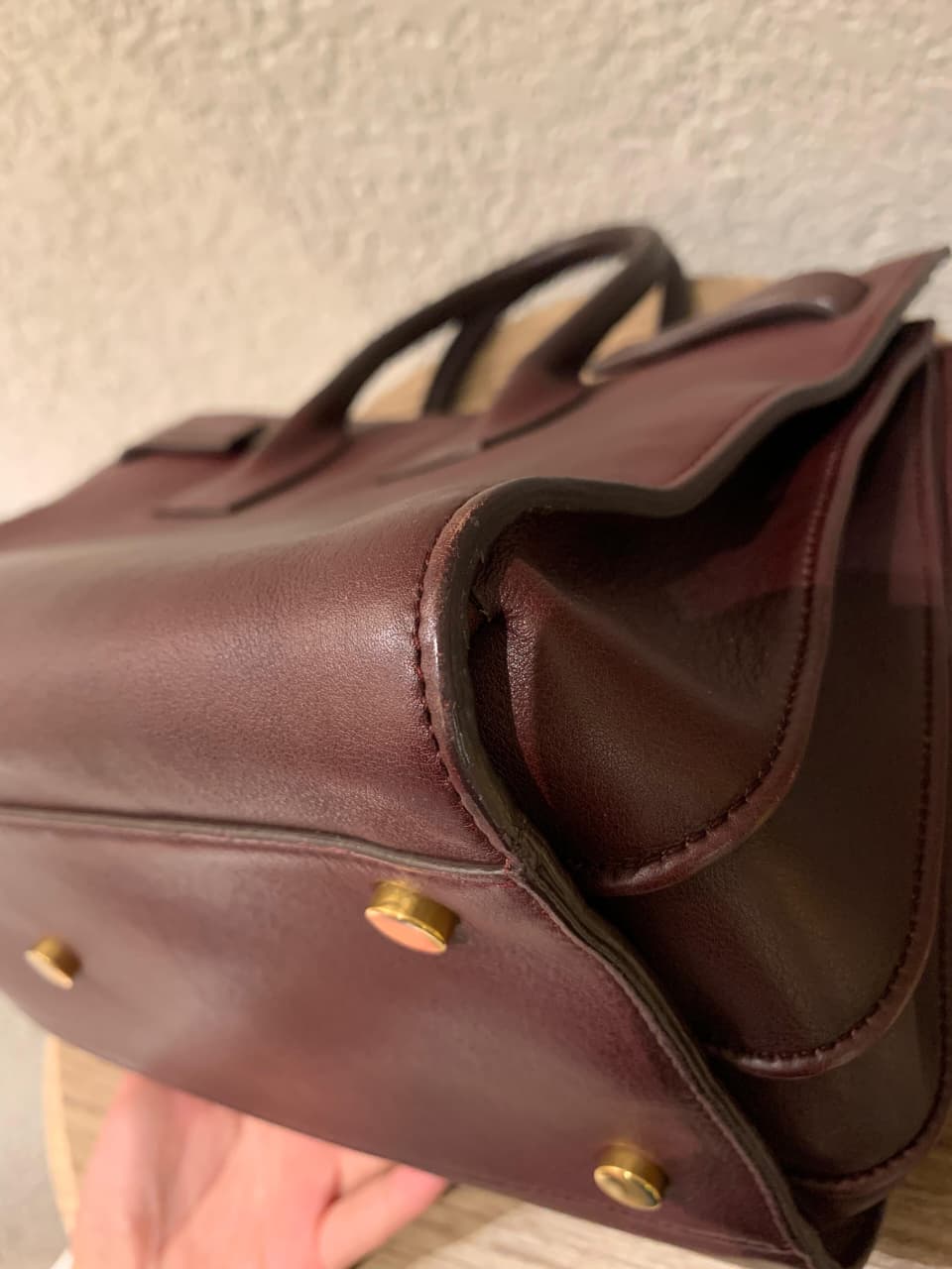 Yves Saint Laurent Sac De Jour Small Calfskin Burgundy GHW Size 32x16x23
