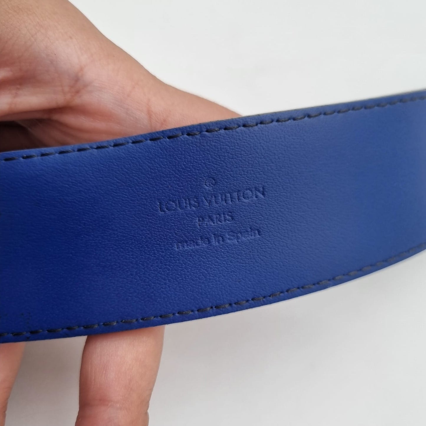 Louis Vuitton Belt Navy SHW 2015 Size 100