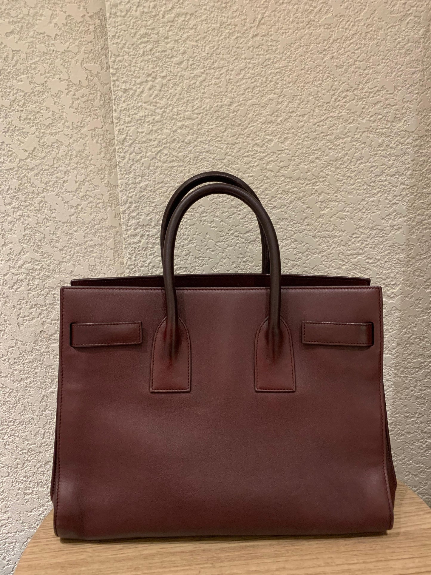 Yves Saint Laurent Sac De Jour Small Calfskin Burgundy GHW Size 32x16x23