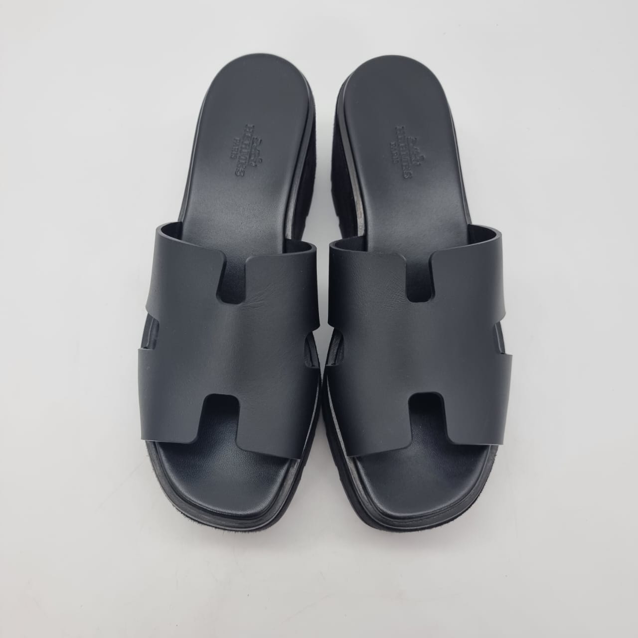 Hermes Eze Wedges Sandal Black Size 38/24.5