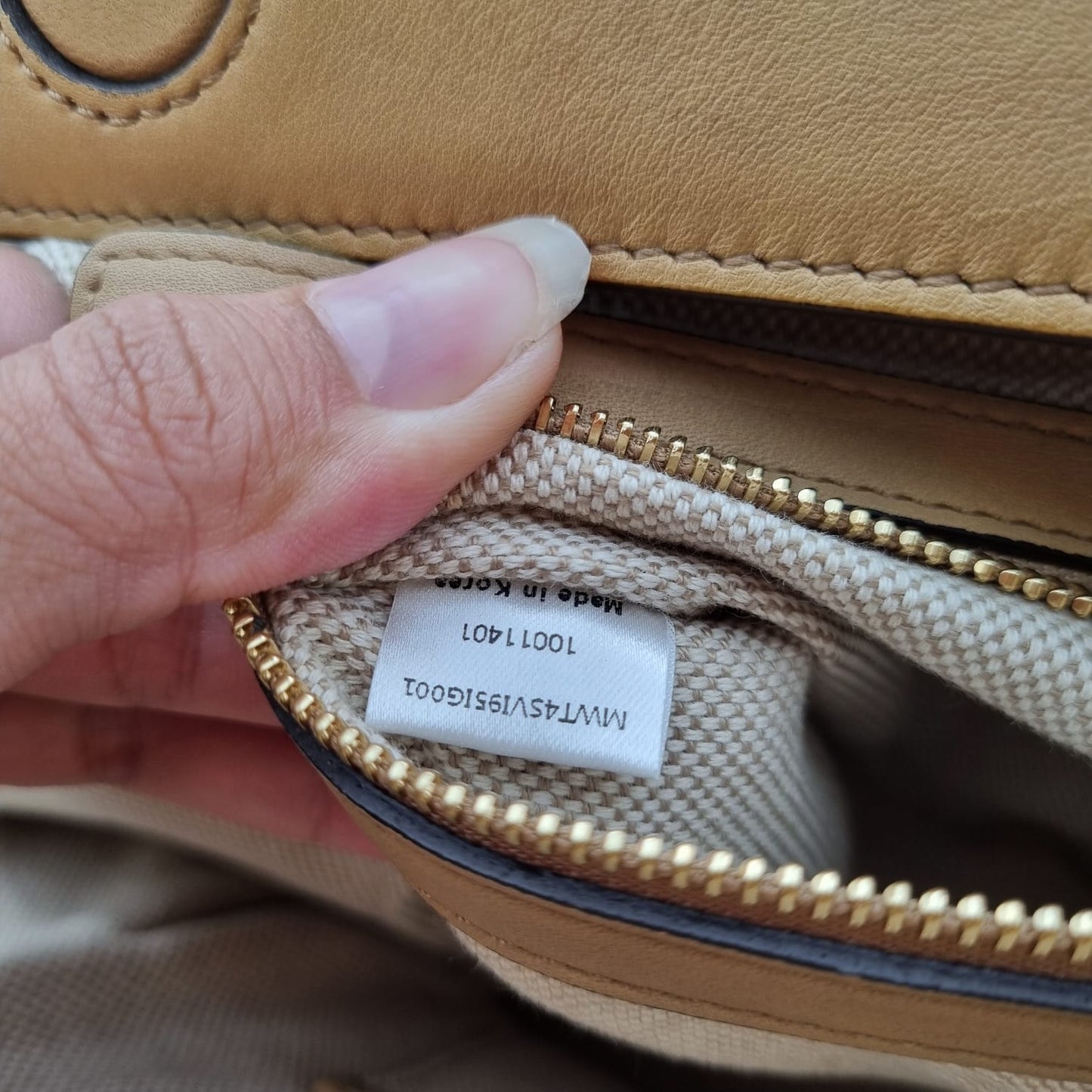 MCM Visetos Logo Leather Tote Beige Size 31x13x32