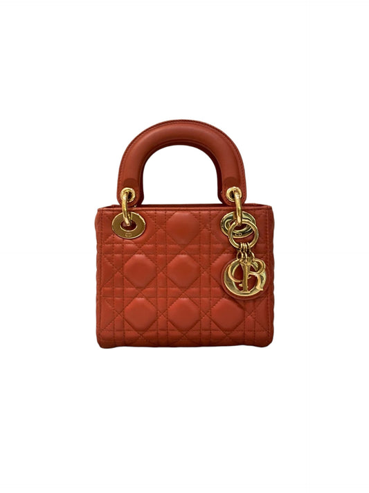 Dior Lady Dior Mini Lambskin Coral SHW 2019 Size 17x8x14