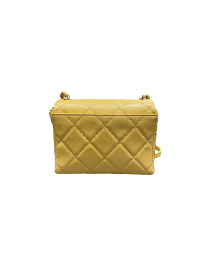 Chanel 22P Seasonal Square Mini In Light Yellow Caviar GHW CHIP Size 17x7x13