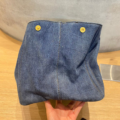 Prada Canapa Shopping Tote Blue Denim 2014 Size 40x25x25