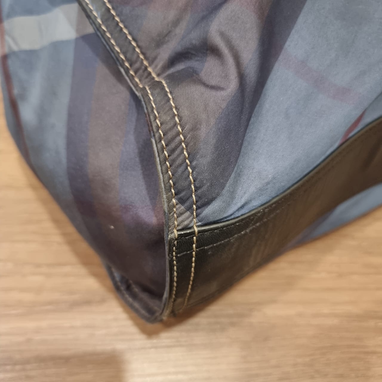 Burberry Buckleigh Nylon Nova Check Blue Size 36x7x41
