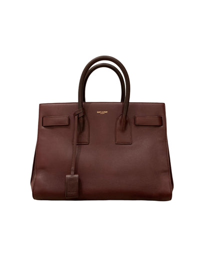 Yves Saint Laurent Sac De Jour Small Calfskin Burgundy GHW Size 32x16x23