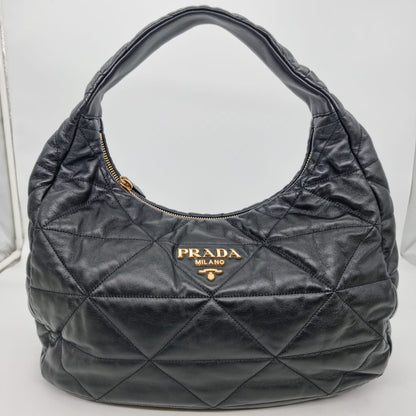 Prada Hobo Bag Leather Black GHW Size 40x13x30
