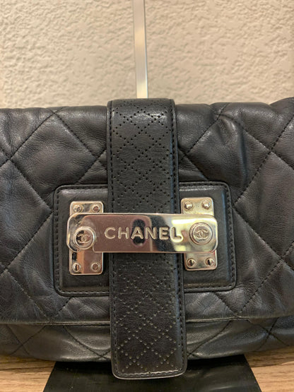 Chanel Quilted Door Latch Flap Shoulder Bag Black #12 Size 30x6x16