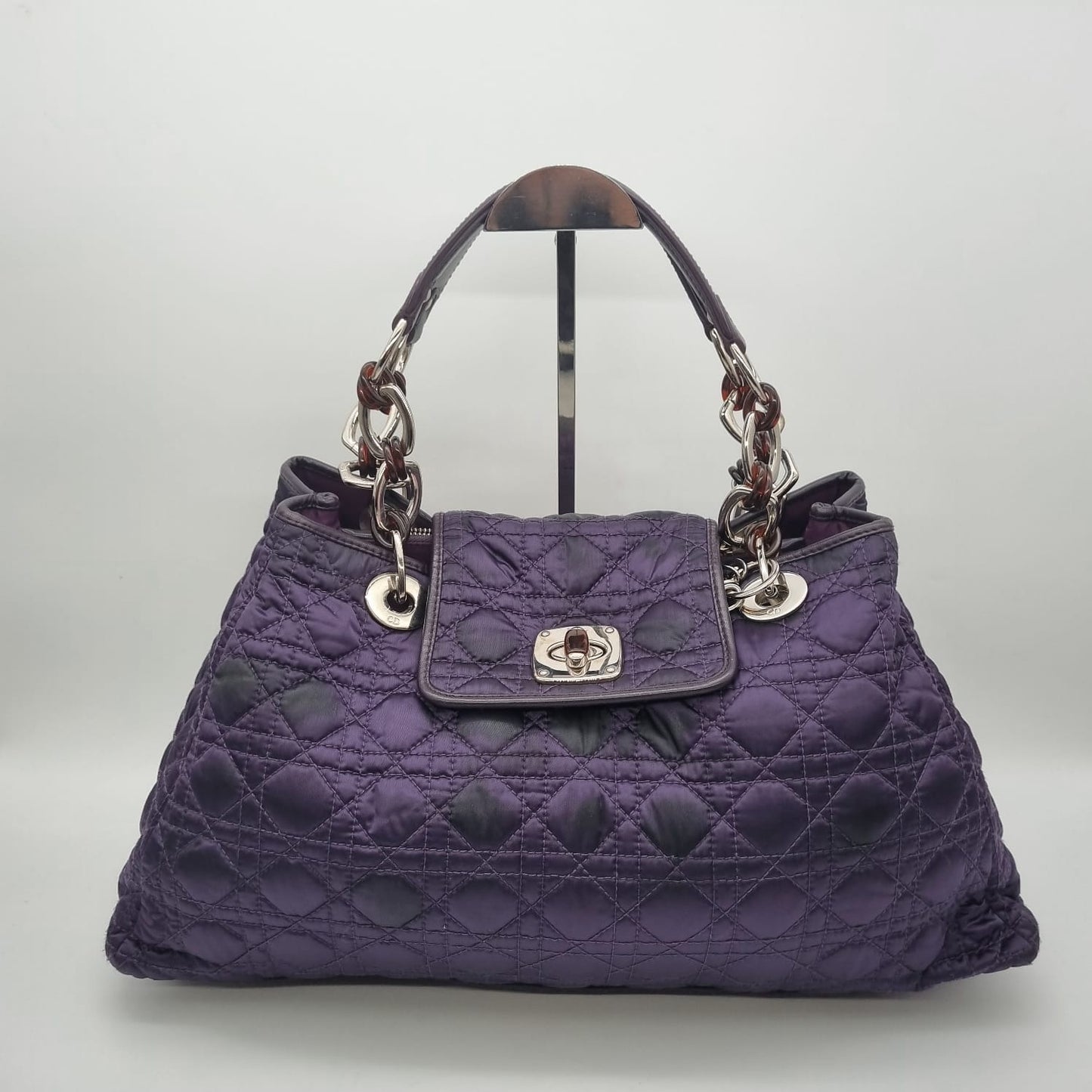 Dior Cannage Quilted Charming Lock Flap Shoulder Purple 2010 Size 45x14x25