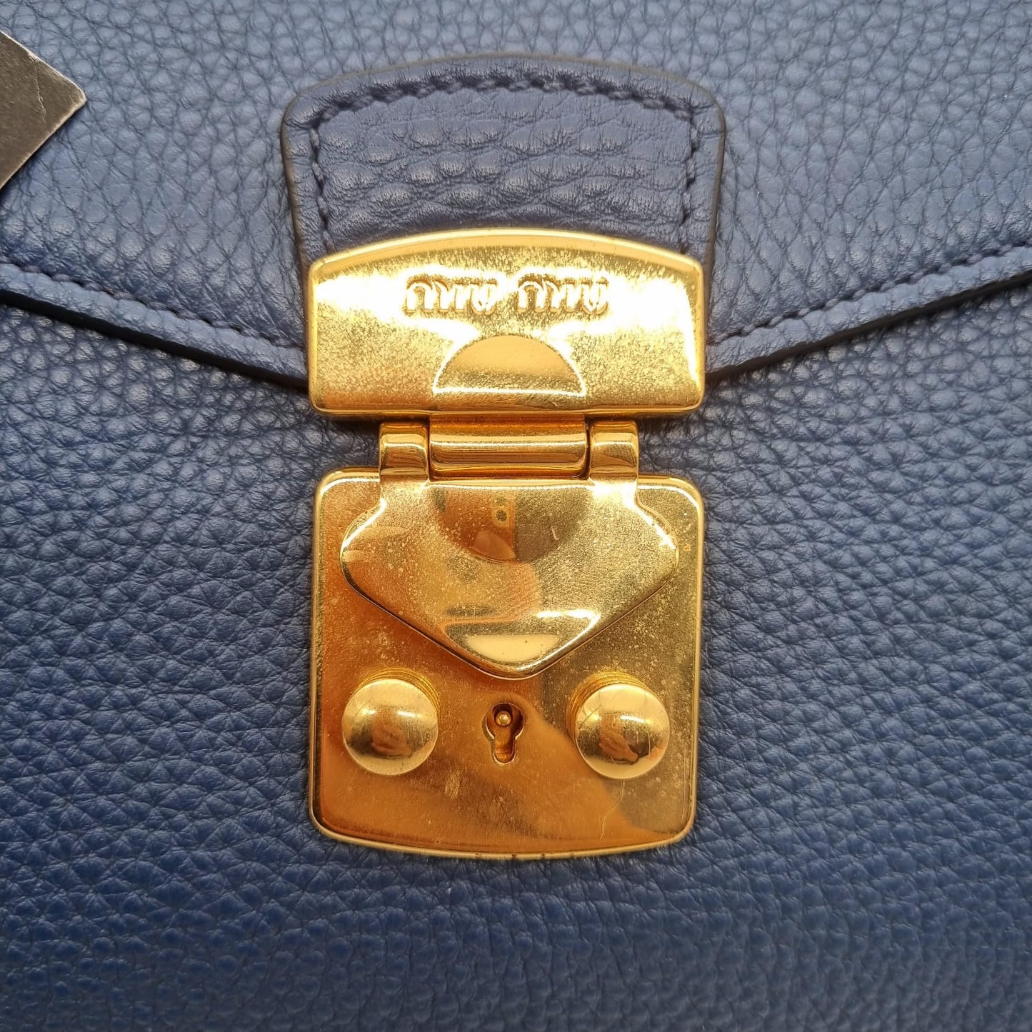 Miu Miu Push Lock Top Handle Blue Graniet Size 31x13x25