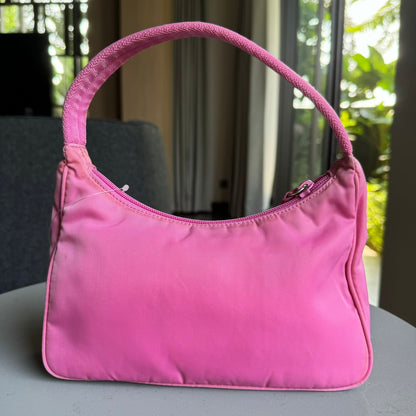 Prada Re Edition Handbag Nylon Pink Size 23x7x14