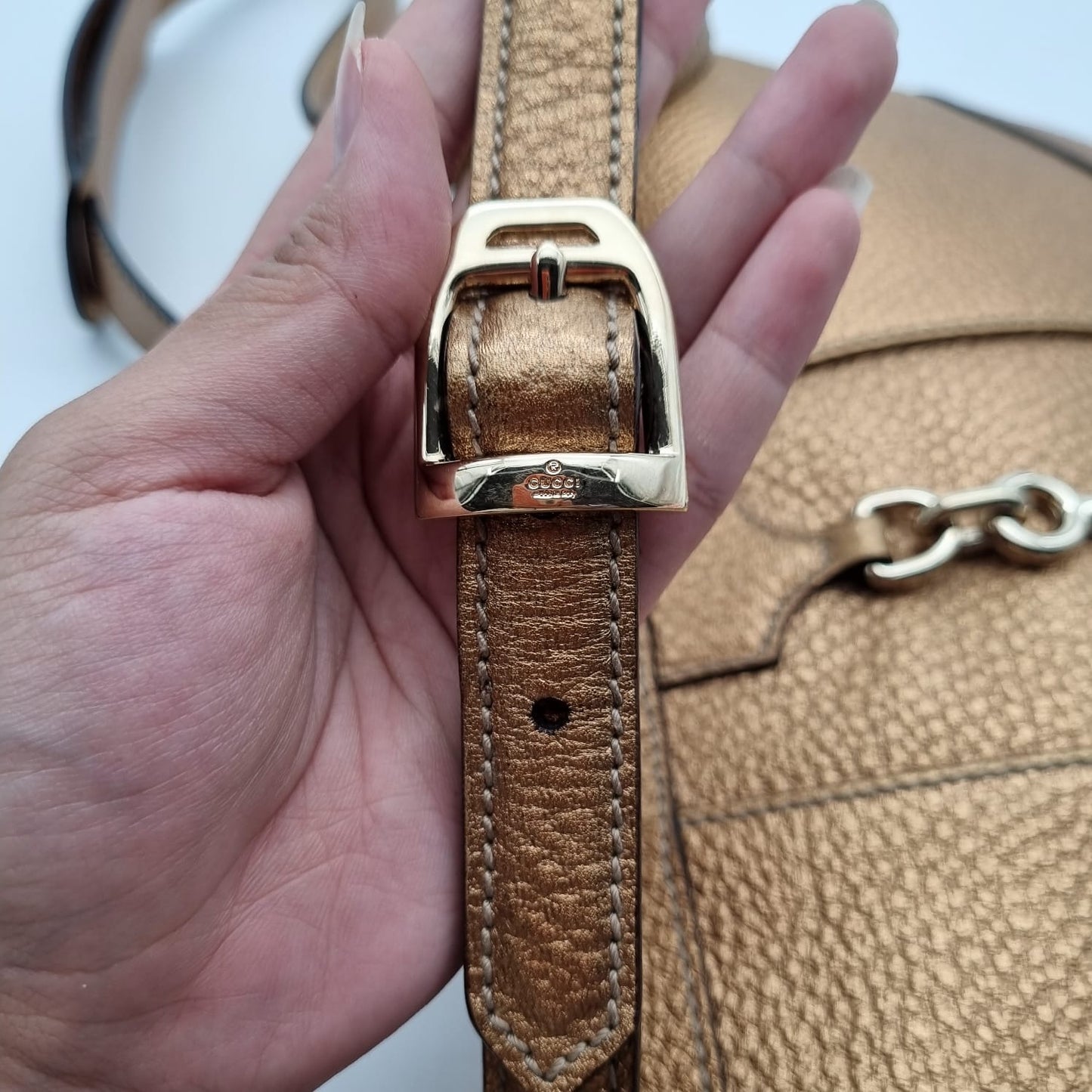 Gucci Horsebit Leather Crossbody Gold Size 29x23