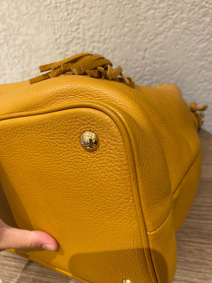 Prada Bucket Bag Leather Mustard Size 26x18x28