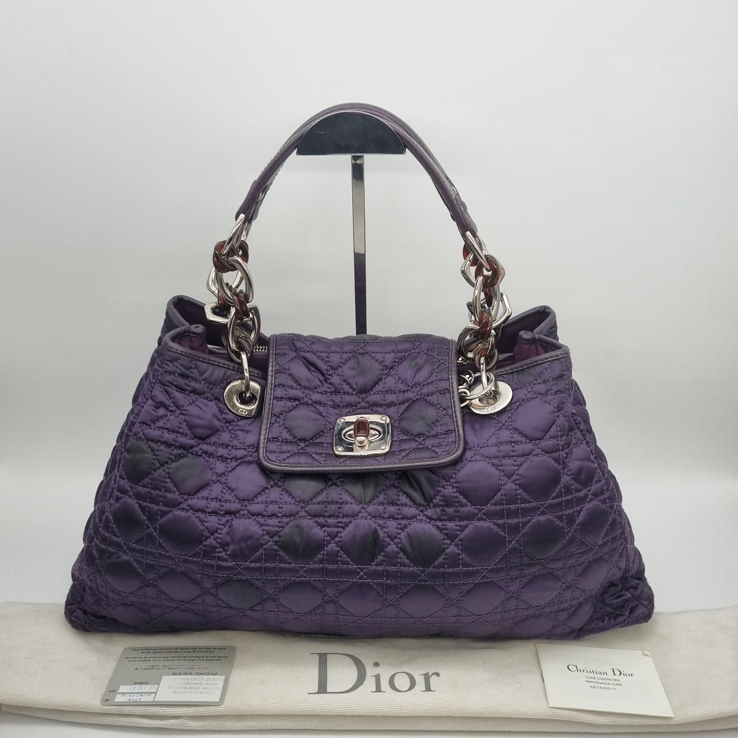 Dior Cannage Quilted Charming Lock Flap Shoulder Purple 2010 Size 45x14x25