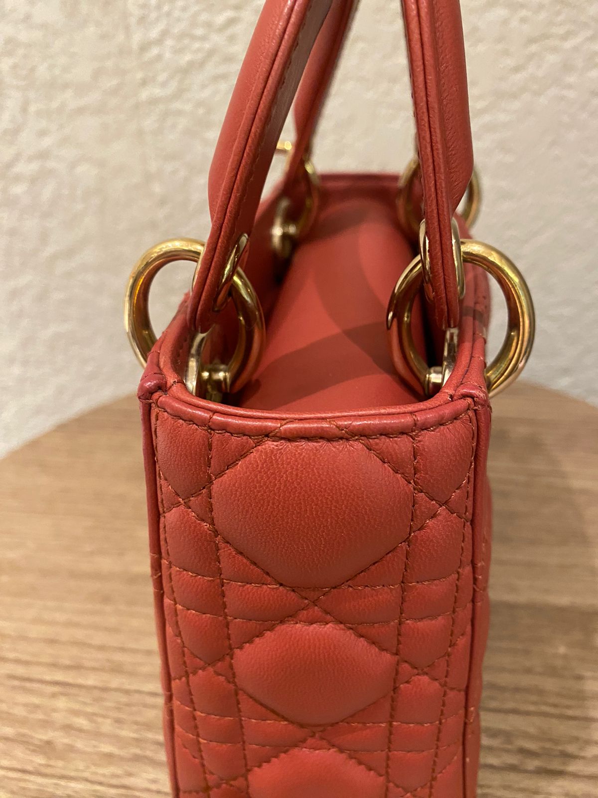 Dior Lady Dior Mini Lambskin Coral SHW 2019 Size 17x8x14