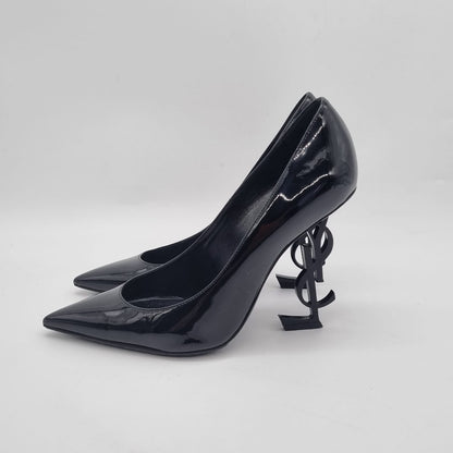 Yves Saint Laurent Opyum Patent Leather Pumps All Black Size 37/25 Dari Ujung