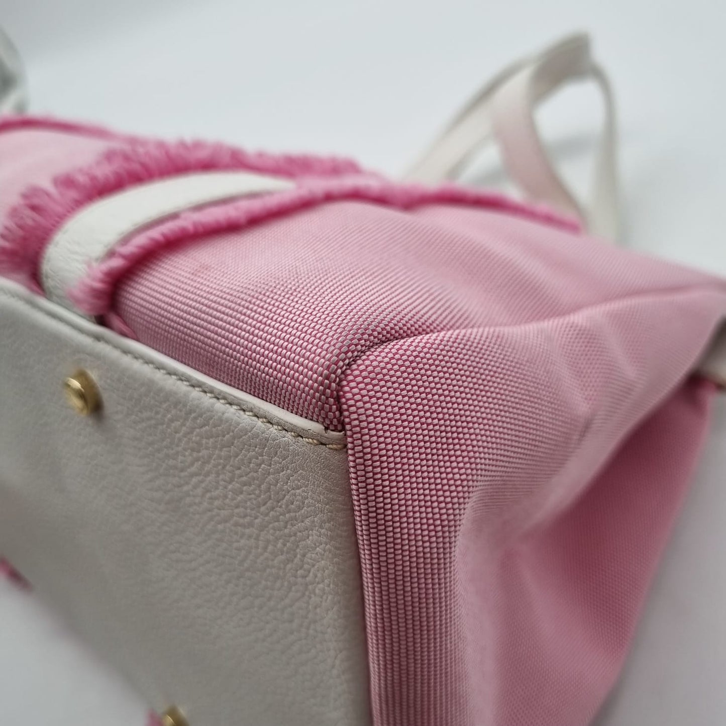 Kate Spade Pink White Canvas Handbag Size 30x16x23