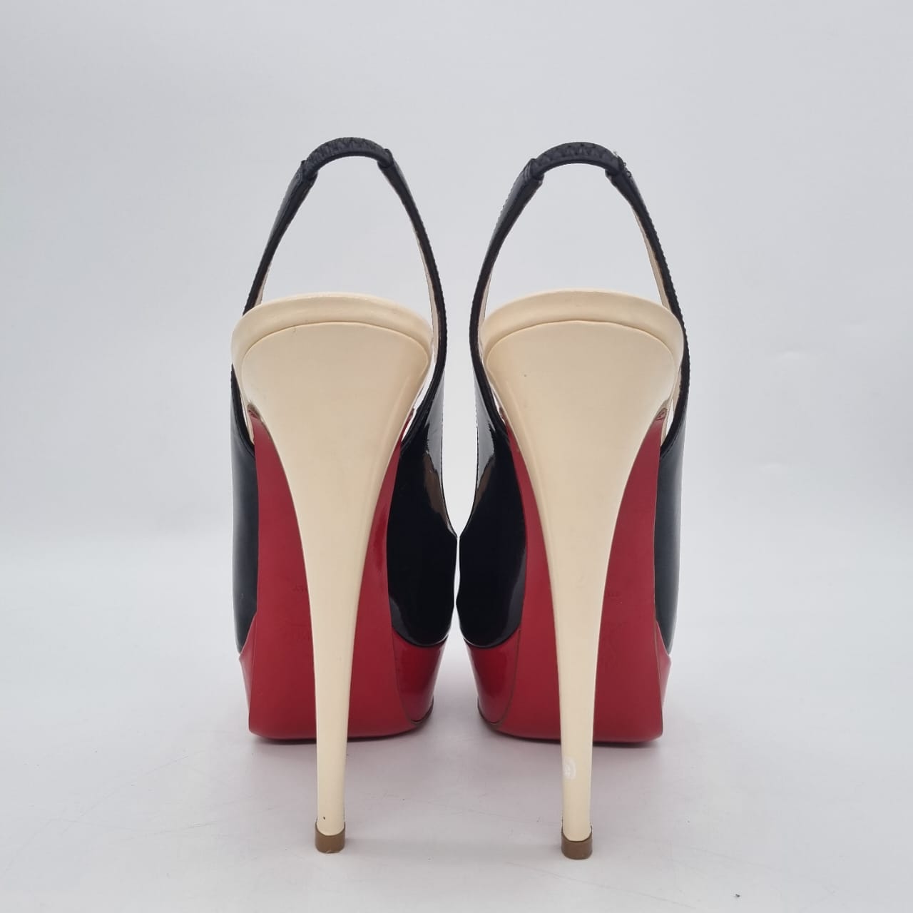 Christian Louboutin Lady Peep Sling 150 Patent Calf Black Red Size 36,5/23