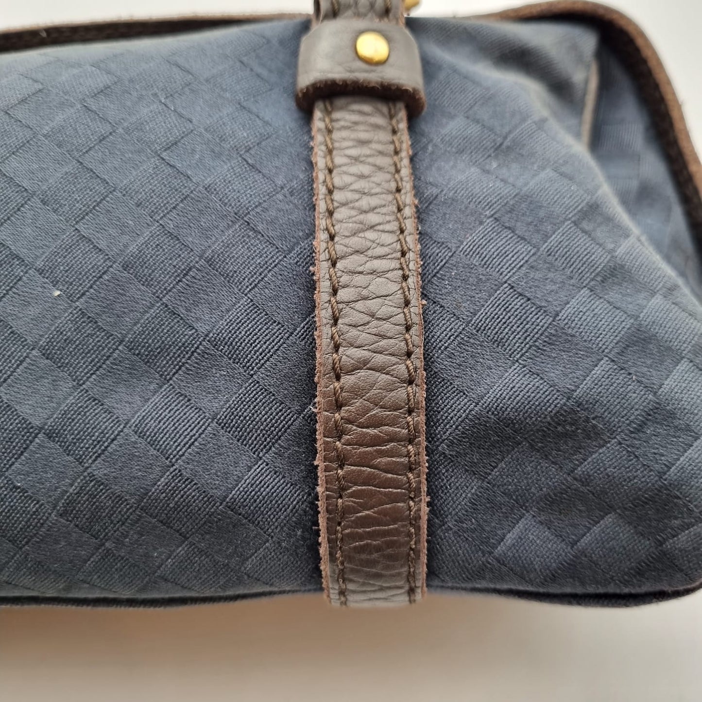 Bottega Veneta Vintage Mini Hand Bag Canvas Navy Size 25x12x13