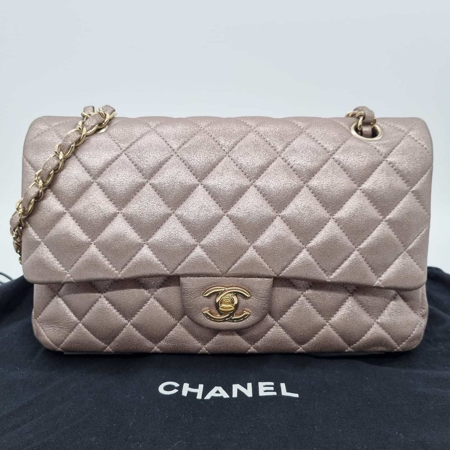 Chanel Classic Medium Rose GHW #19 Size 25x6x16