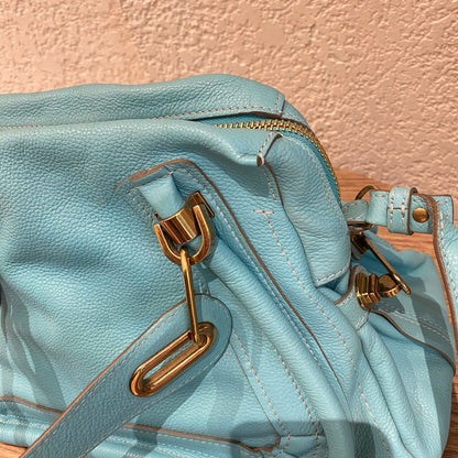 Chloe Paraty Leather Blue Sky Size 37x15x22