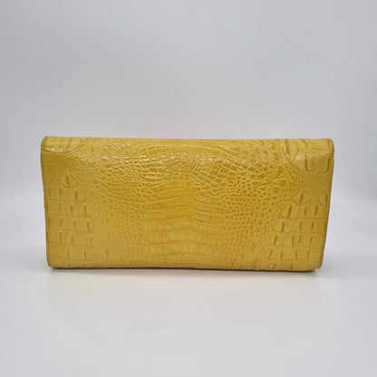 JJ Winters Clutch Croco Embossed Yellow Size 33x7x16