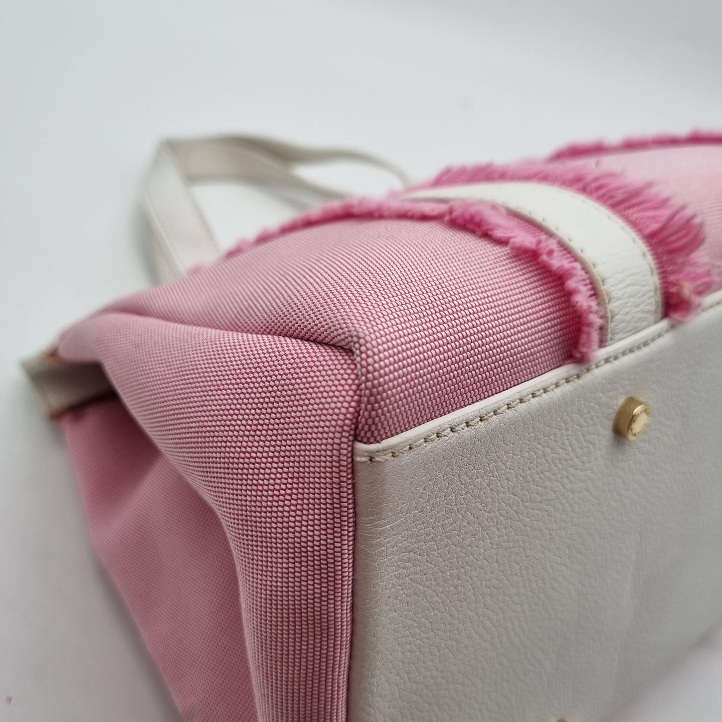 Kate Spade Pink White Canvas Handbag Size 30x16x23