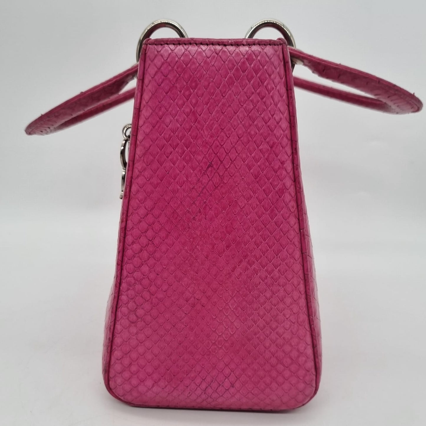 Dior Lady Dior Medium Snake Skin Pink SHW 2012 Size 24x9x19