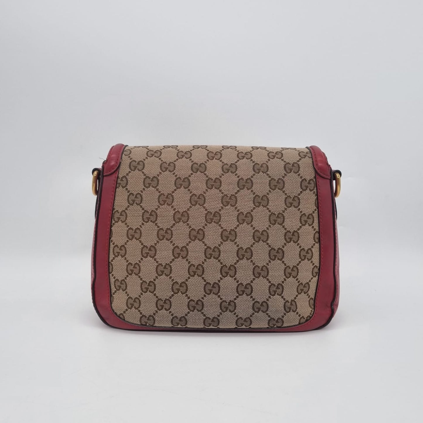 Gucci Lady Web Shoulder Bag GG Canvas Red Size 24x7x20