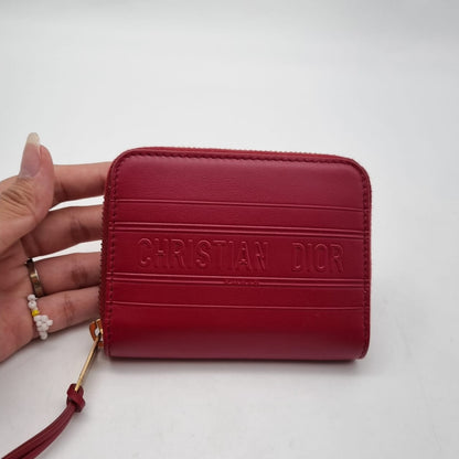 Dior Stripe Medium Zipper Wallet Red 2020 Size 11x9