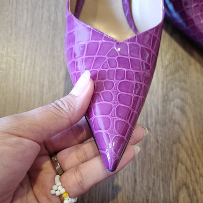 Bottega Veneta Embossed Wedges Croco Purple Size 40/28 Dari Ujung