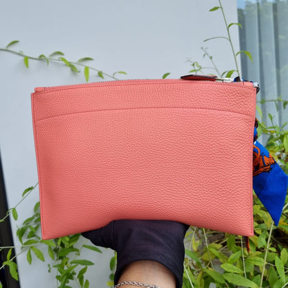 Hermes Bazaar Clutch Bag Logo Pink #T 2015 And Twilly Tie Silk Size