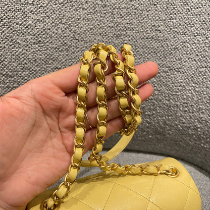 Chanel 22P Seasonal Square Mini In Light Yellow Caviar GHW CHIP Size 17x7x13