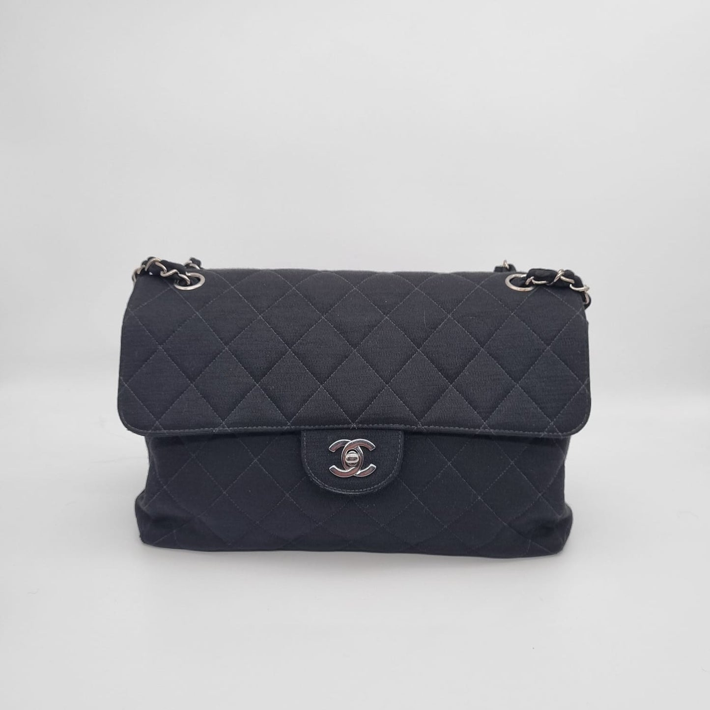 Chanel Classic 2 Face Satin Black SHW #4 Size 31x11x18