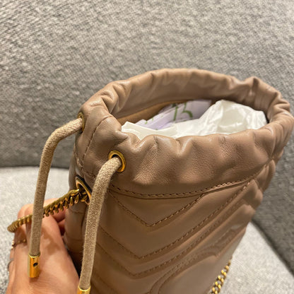 Gucci Matelasse Mini Bucket Bag Nude GHW Size 13x11x18