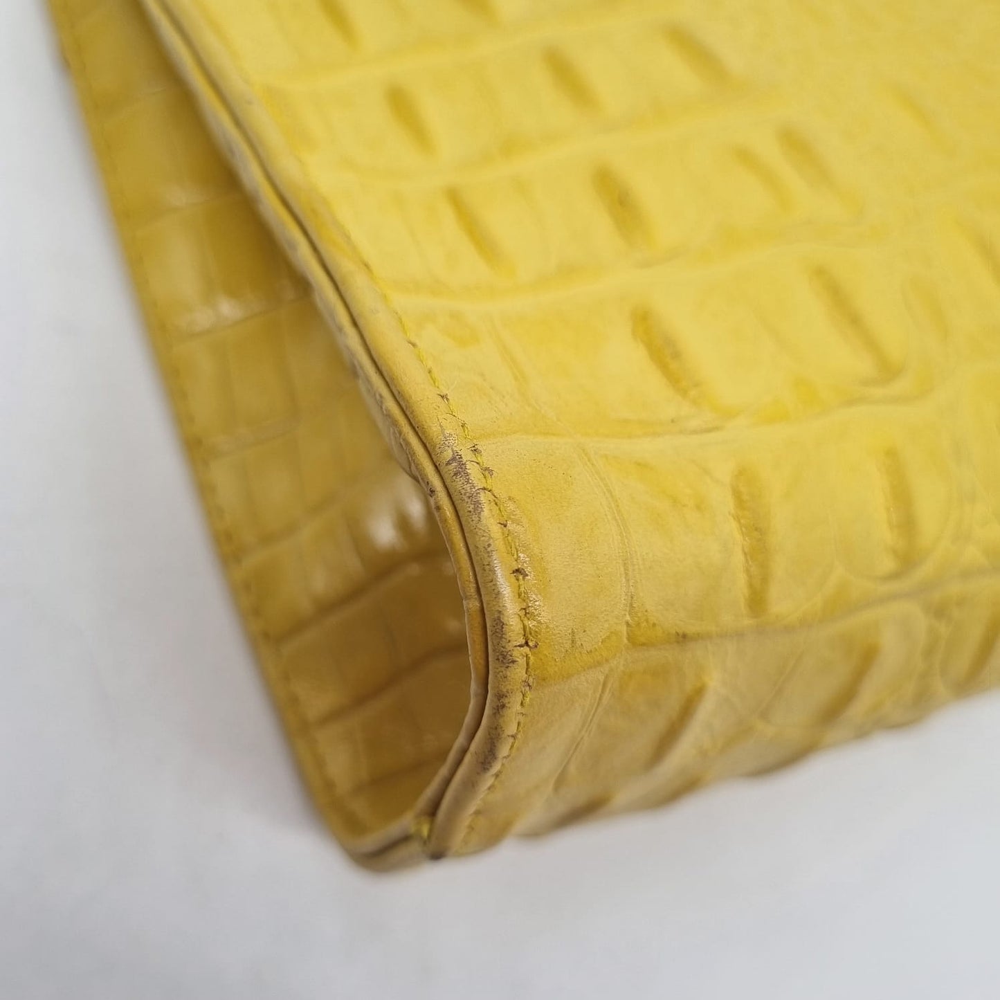 JJ Winters Clutch Croco Embossed Yellow Size 33x7x16